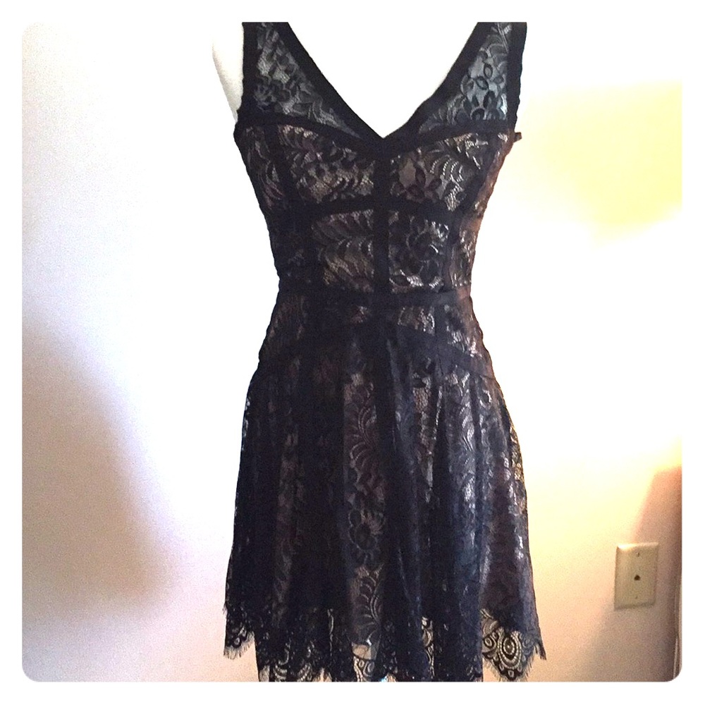 Beautiful Bebe Black Lace Cocktail Dress